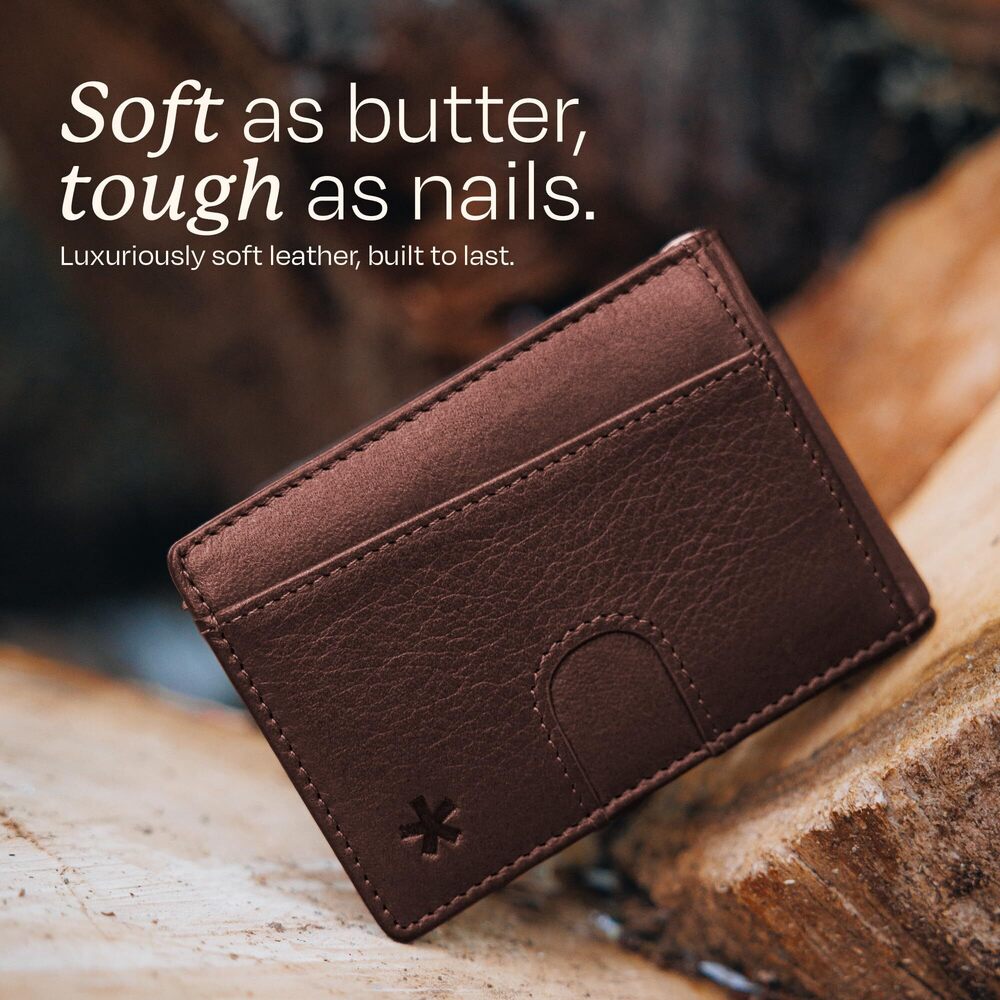 9831 Full Grain Leather Wallet with RFID Blocking & Money Clip - Minimalist - Picture 6 of 9